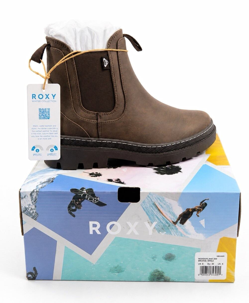 Roxy Wonderland Women’s Brown Leather Platform Chelsea Ankle Pull On Boot US 8